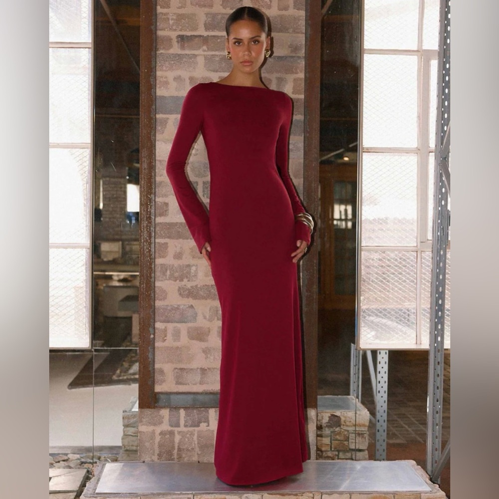 Peppermayo Elmont Long Sleeve Maxi Dress - Dark Cherry